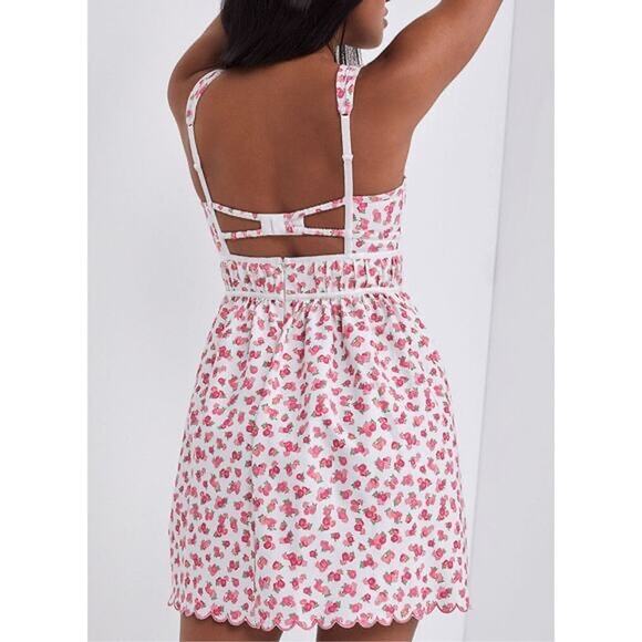 For Love & Lemons NWT Baby Blooms Pink Corset Floral Mini Dress Size XL - Picture 9 of 13
